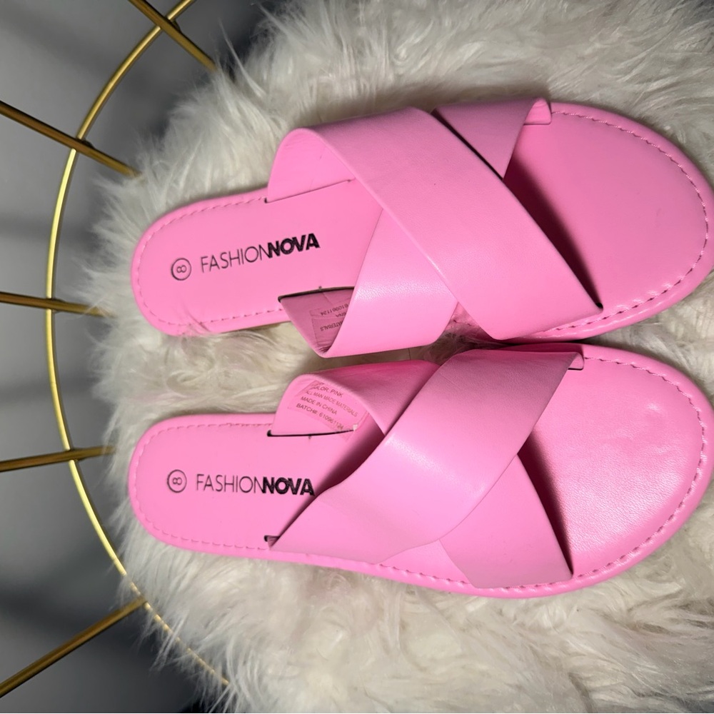 Fashion Nova Bold Pink Criss-Cross Sandals